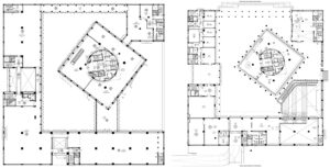 المساقط الأفقية لمتحف القصيم الوطني (الدور الارضي والدور الاول)